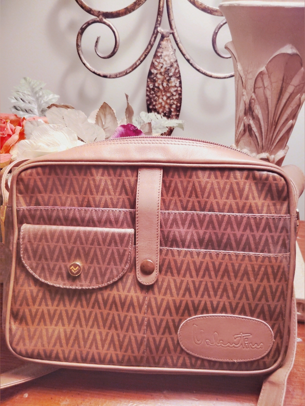 Valentino Brown Monogram Crossbody Bag